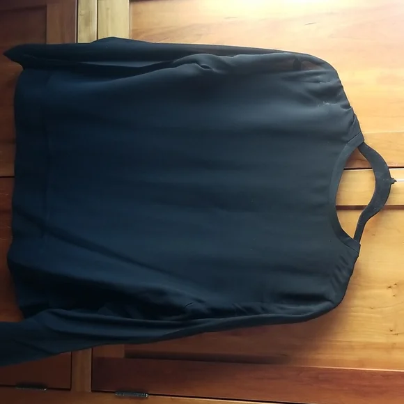 Black silk, Eileen Fisher jacket with mandarin collar and silk chiffon sleeves S - Picture 3 of 3